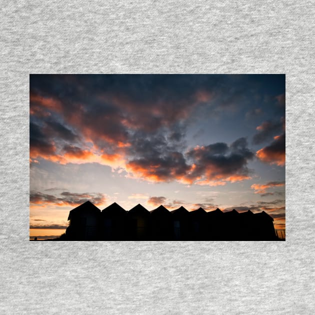 Silhouetted Beach Huts at Blyth (2) by Violaman